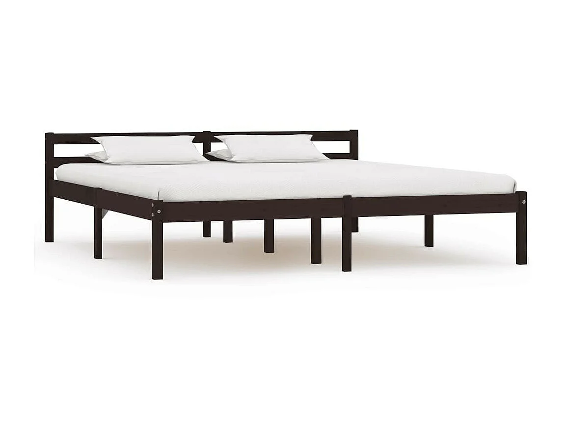 Bedframe massief grenenhout donkerbruin 180x200 cm