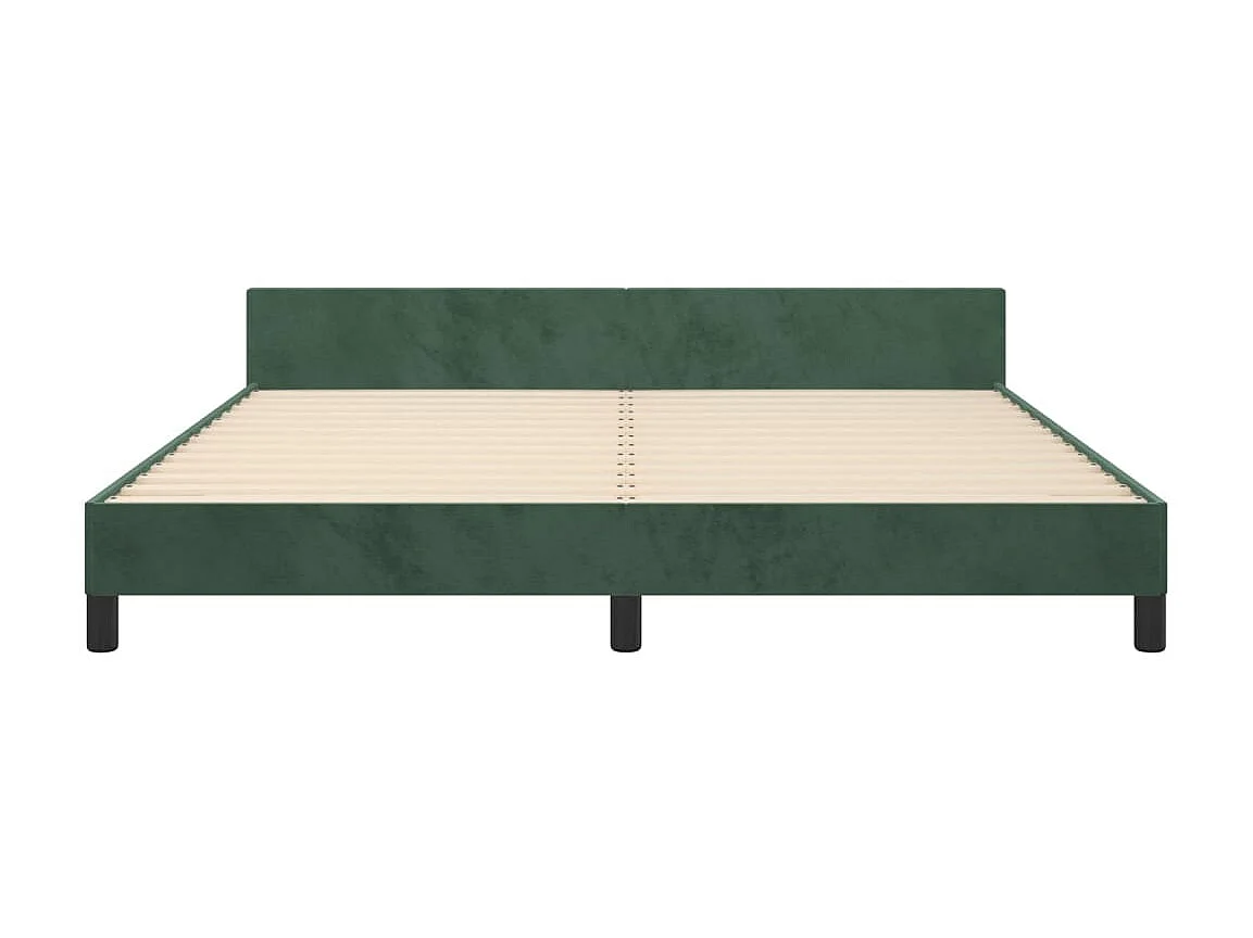 Lit avec tête de lit Vert foncé 180x200 Velours
