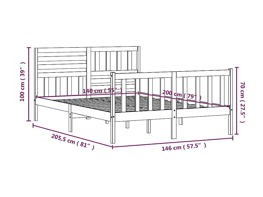 Lit Bois massif 140x200