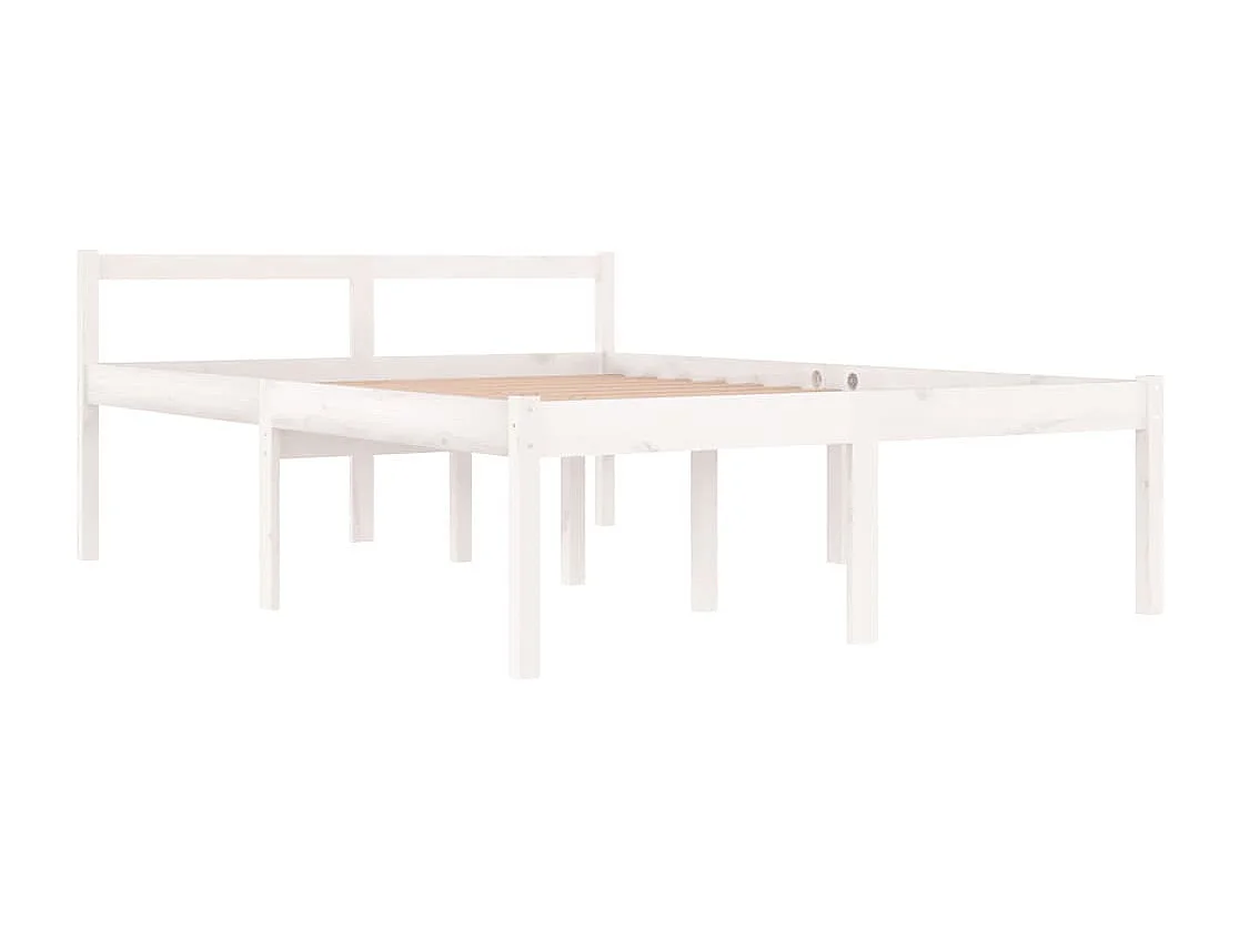 Lit Blanc Bois de pin massif 135x190 Double