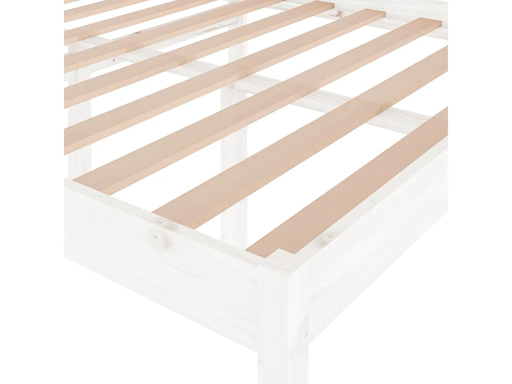 Lit Blanc Bois de pin massif 135x190 Double