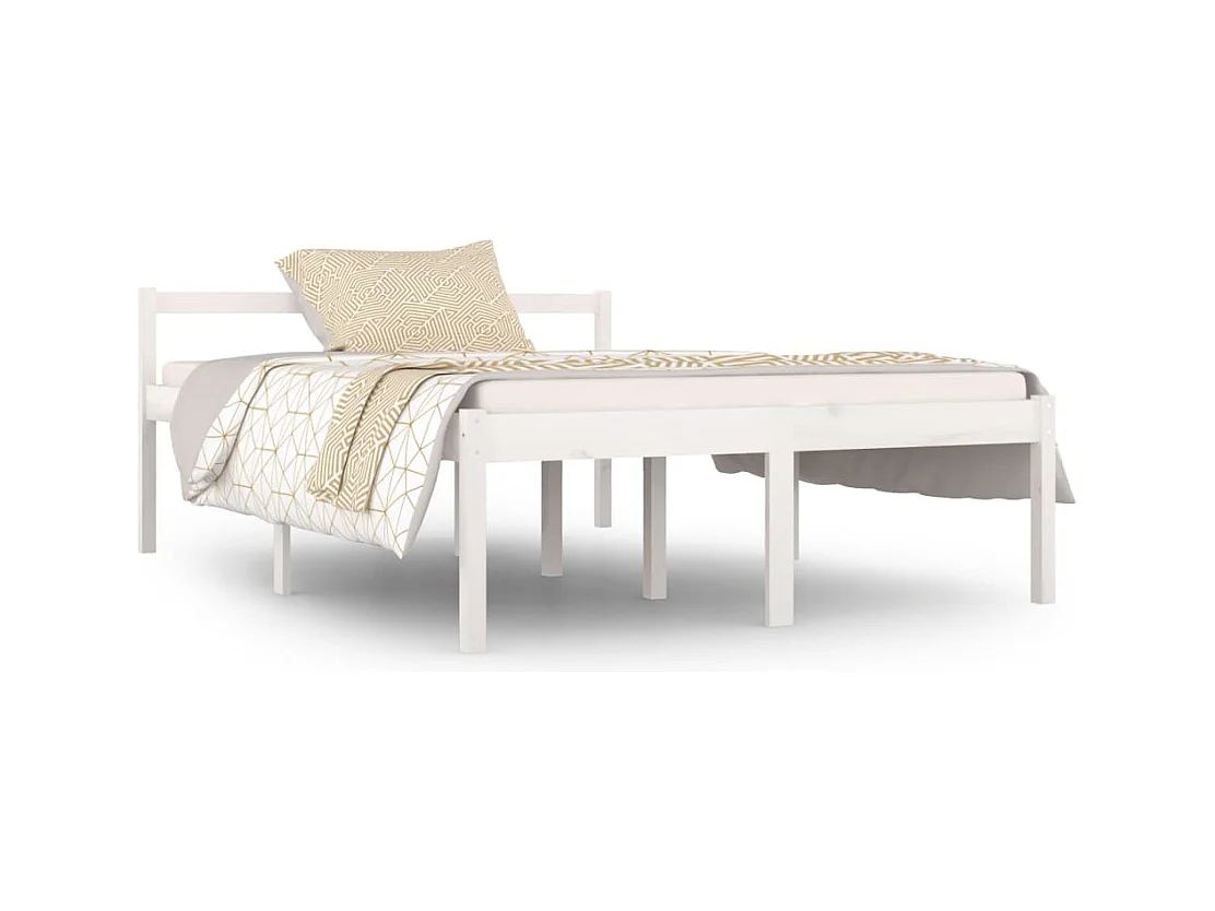 Lit Blanc Bois de pin massif 135x190 Double