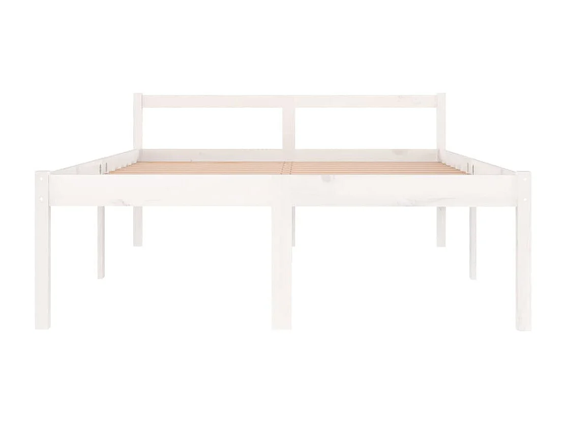 Lit Blanc Bois de pin massif 135x190 Double