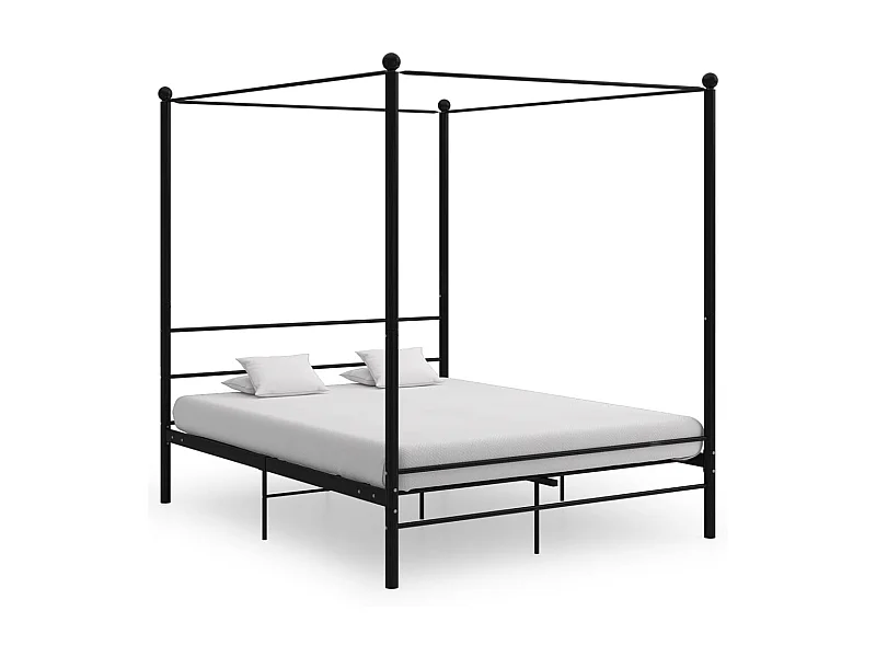 Lit à baldaquin Noir Métal 160x200