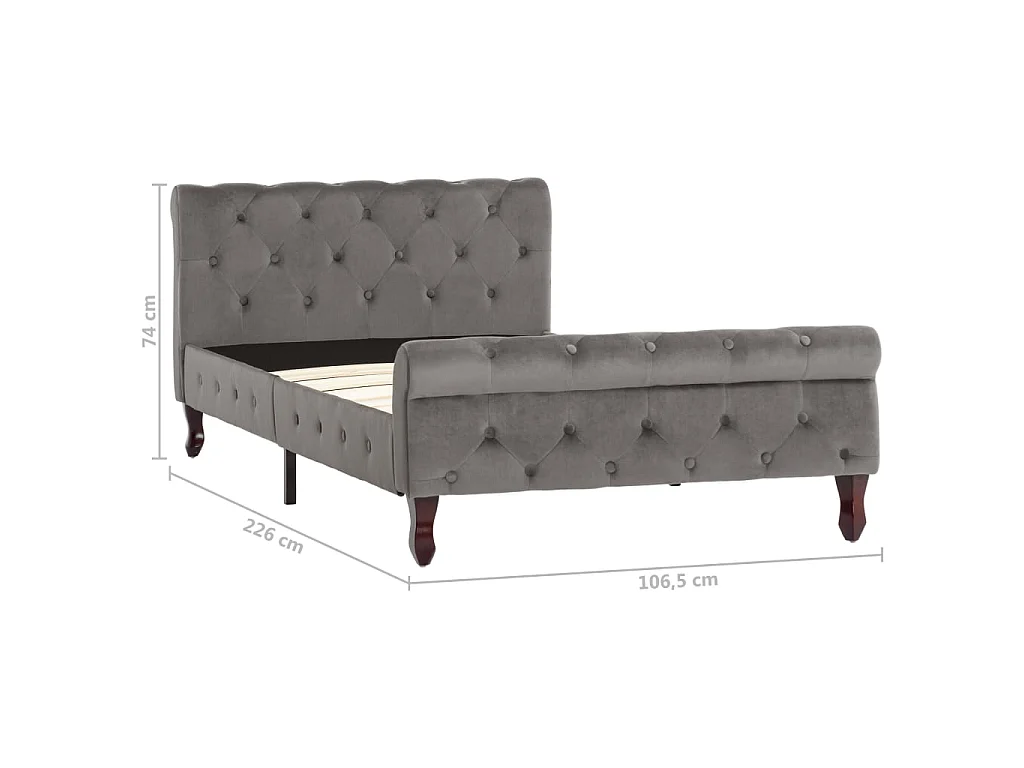 Lit Gris Velours 100x200