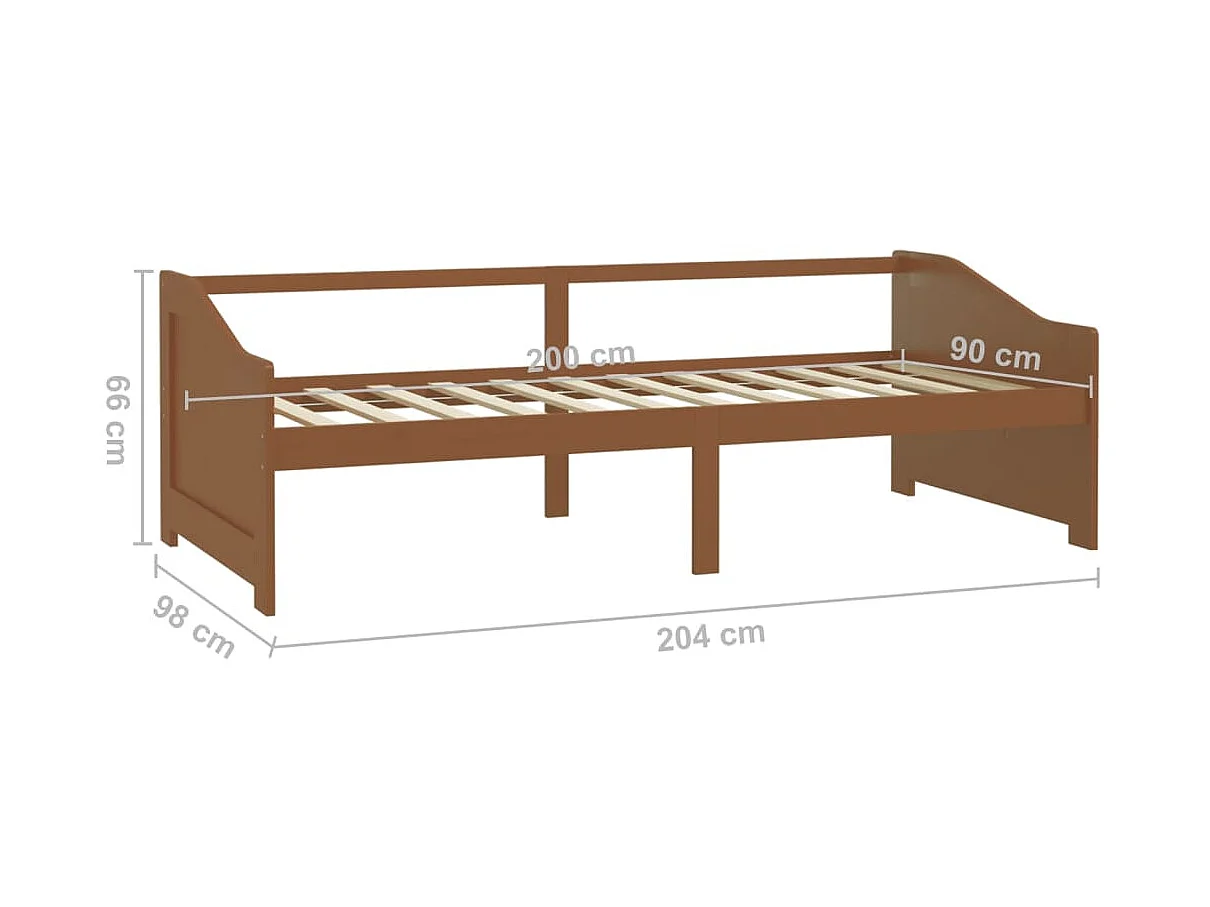 Lit de repos 3 places Marron miel Bois de pin massif 90x200
