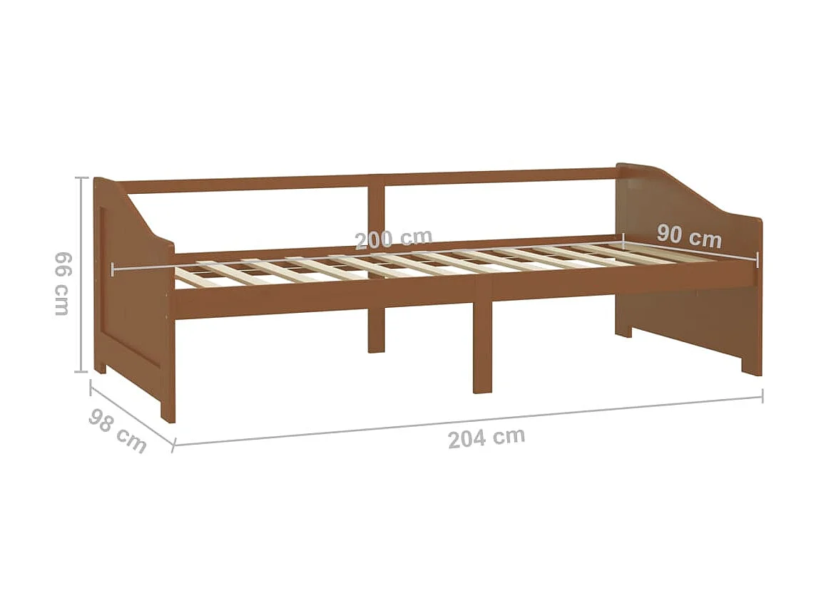 Lit de repos 3 places Marron miel Bois de pin massif 90x200