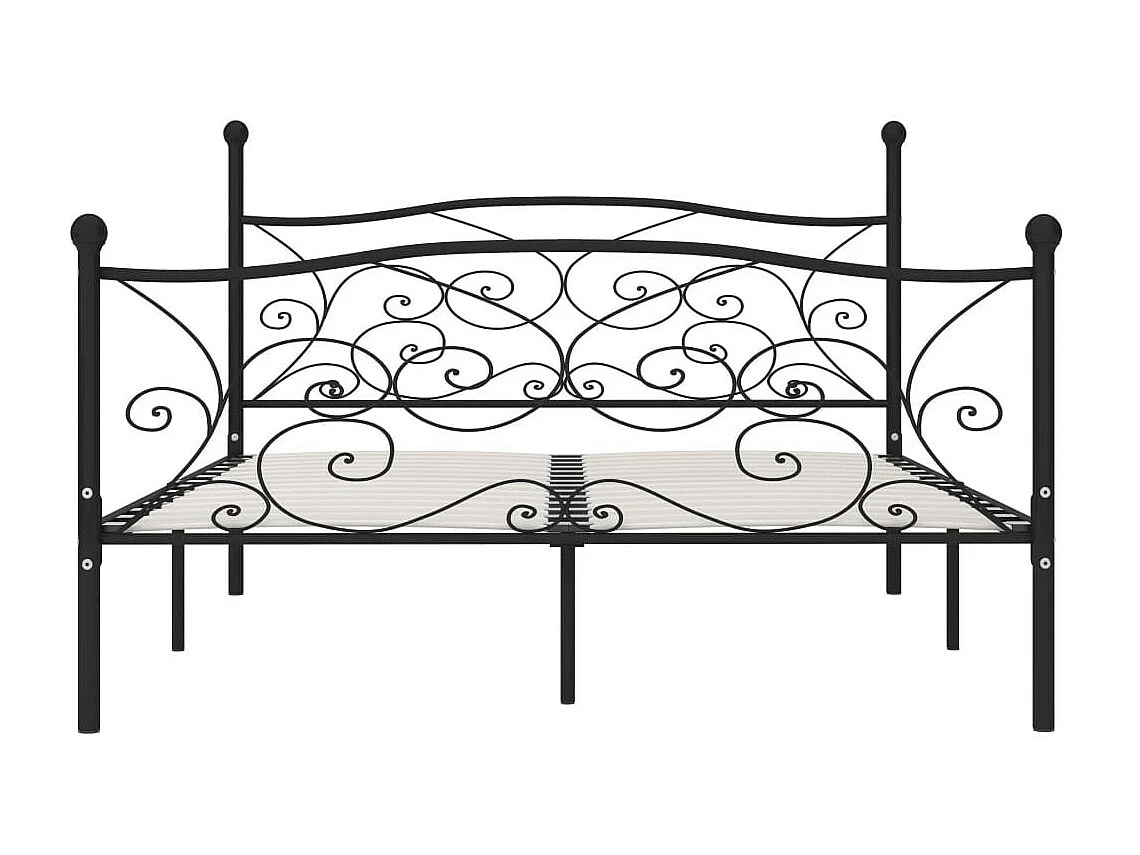 Lit et sommier à lattes Noir Métal 180x200