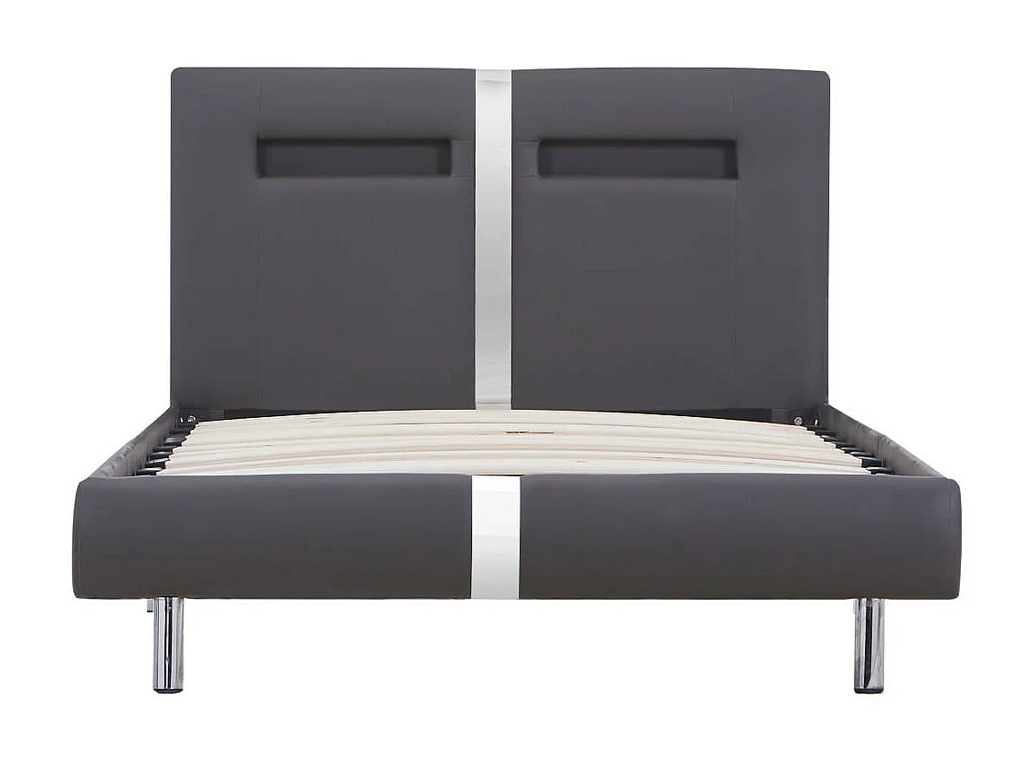 Lit avec LED Gris Similicuir 90x200 2