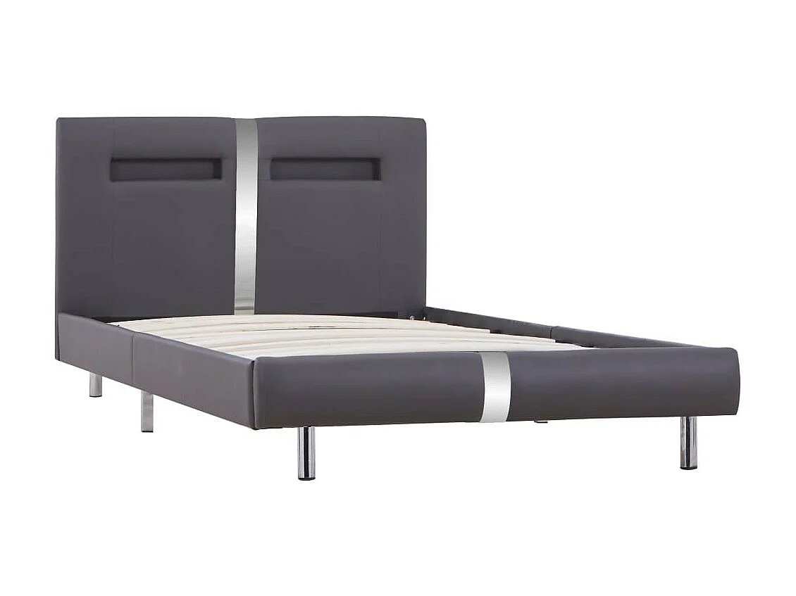 Lit avec LED Gris Similicuir 90x200 2