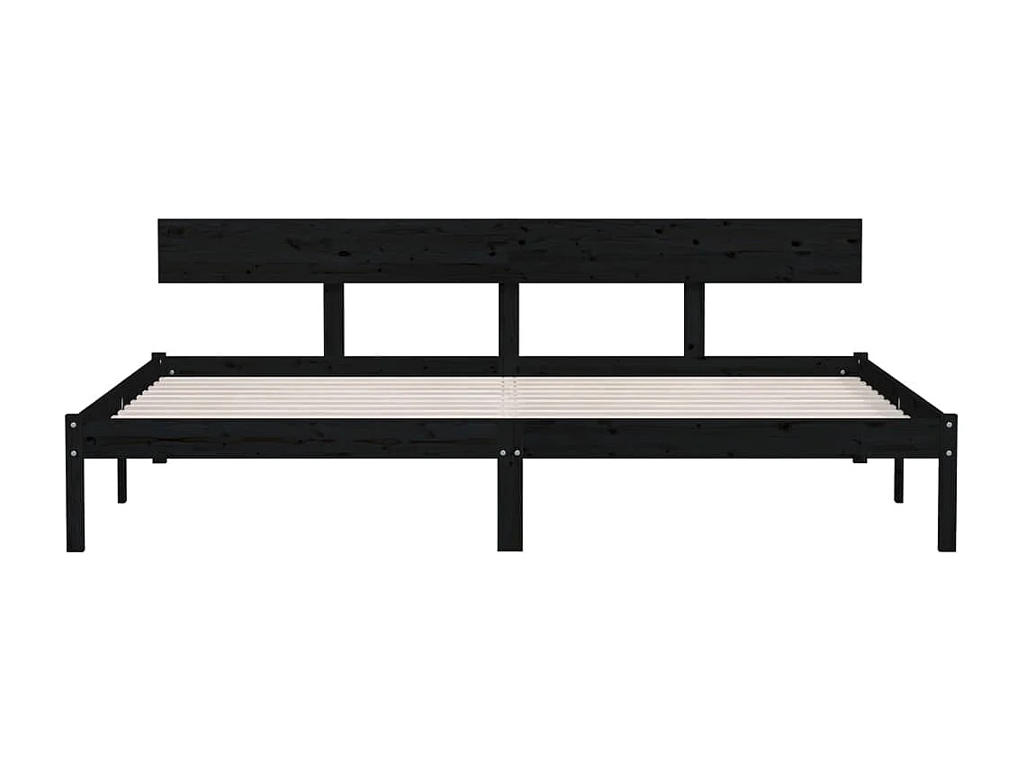 Lit Bois de pin massif noir 180x200 Natura