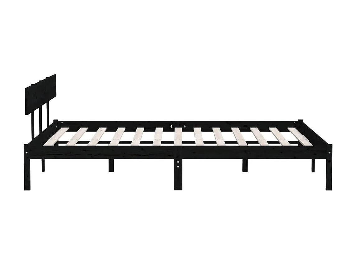 Lit Bois de pin massif noir 180x200 Natura