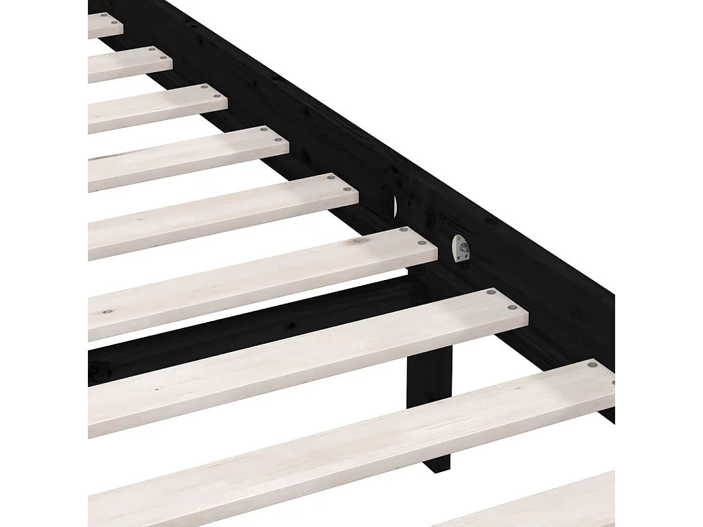 Lit Bois de pin massif noir 180x200 Natura