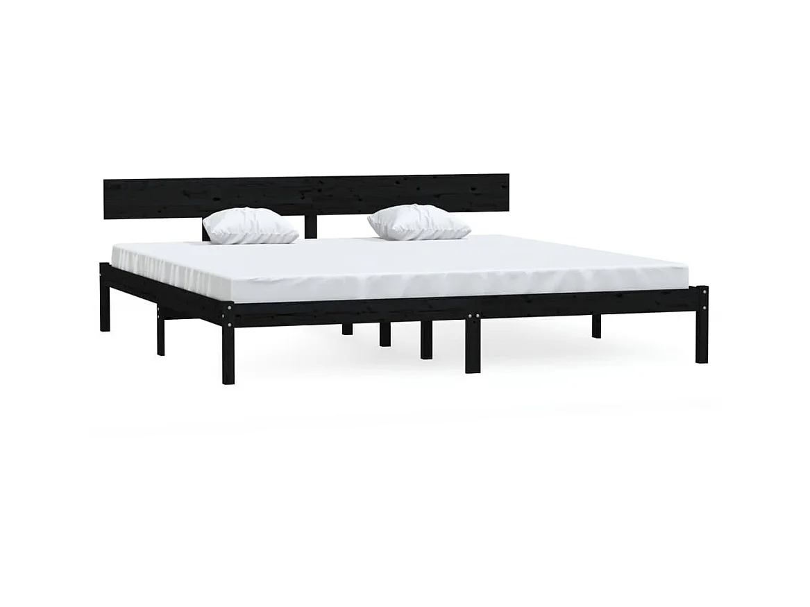 Lit Bois de pin massif noir 180x200 Natura
