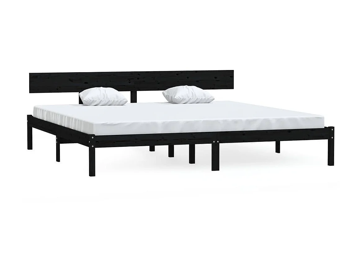 Lit Bois de pin massif noir 180x200 Natura