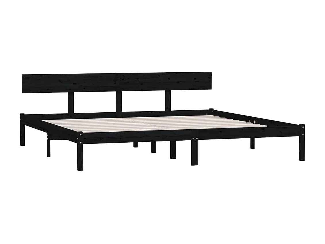 Lit Bois de pin massif noir 180x200 Natura