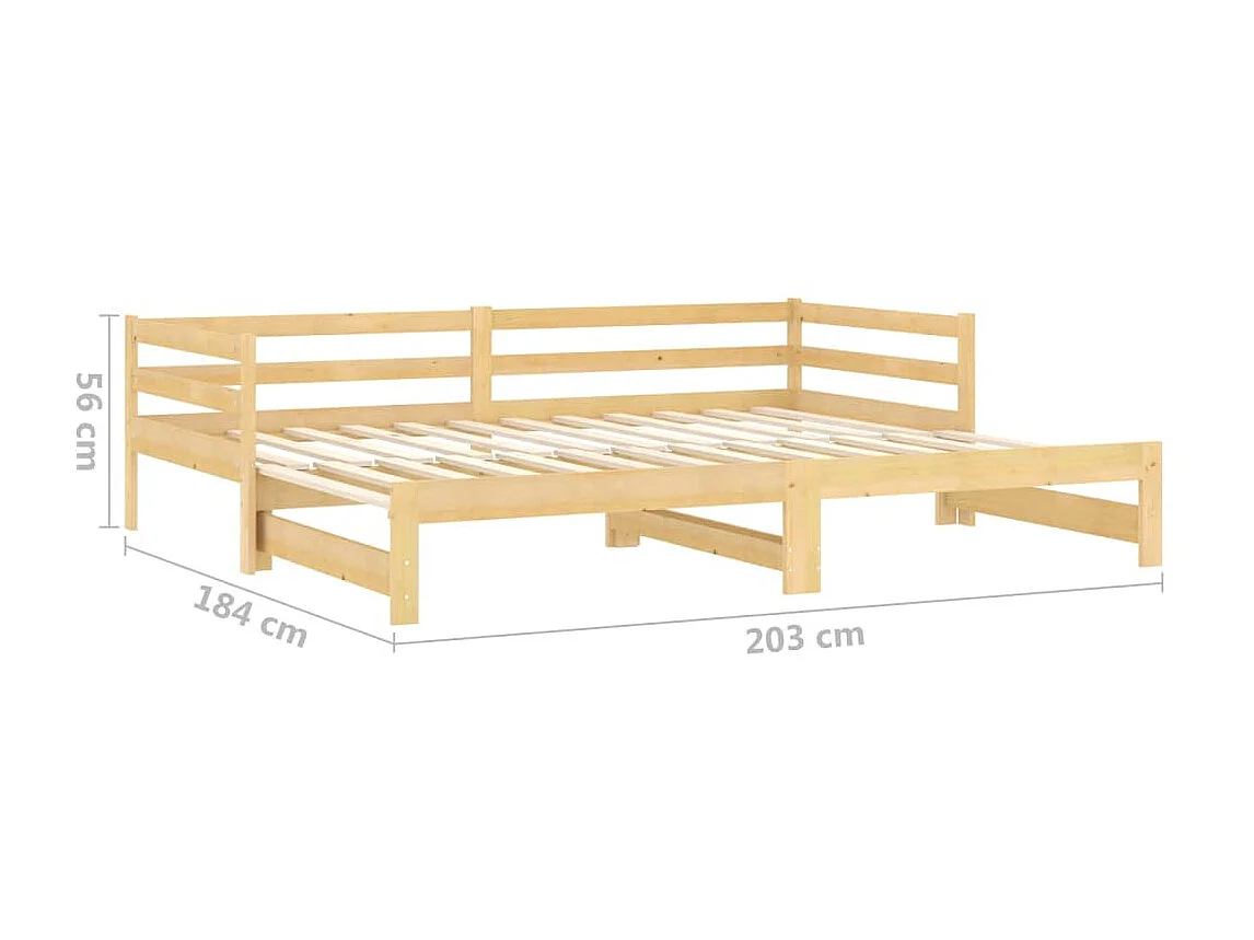 Lit coulissant Bois de pin massif 2x(90x200) cm