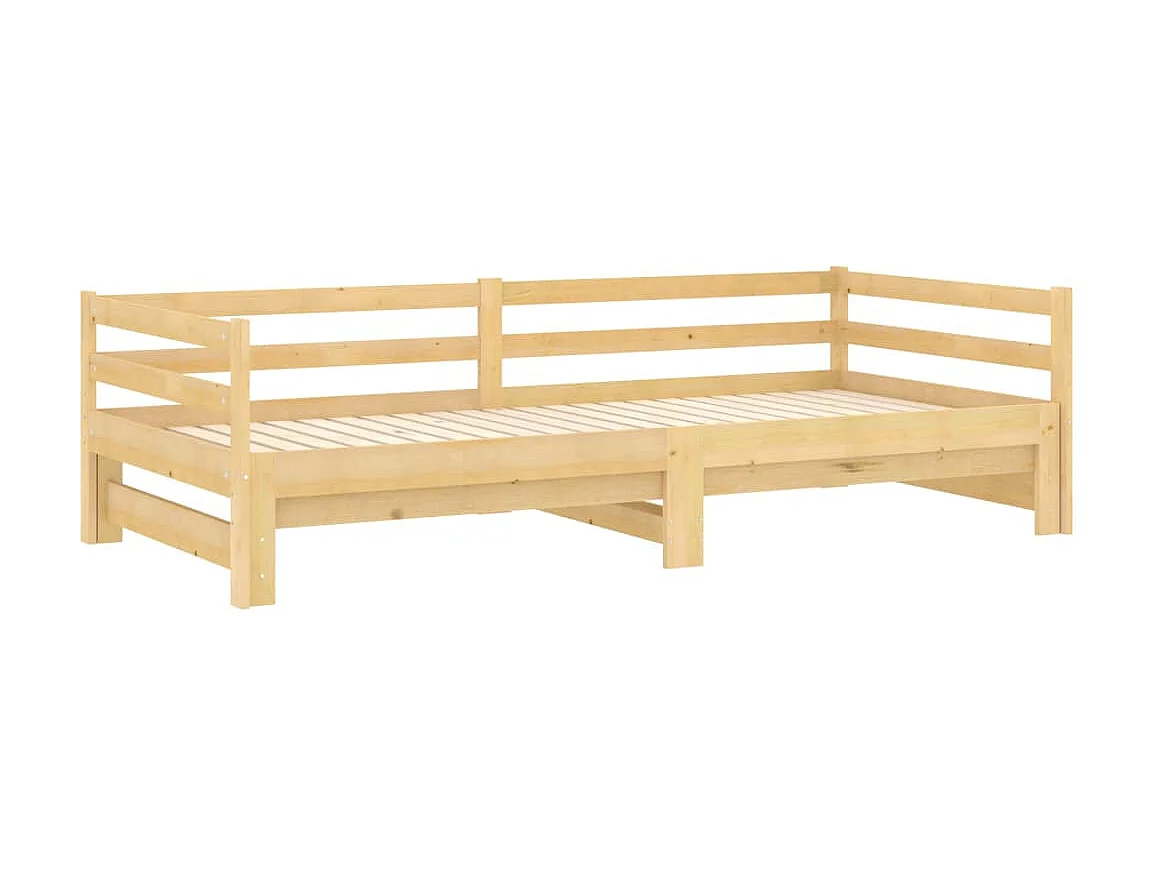 Lit coulissant Bois de pin massif 2x(90x200) cm