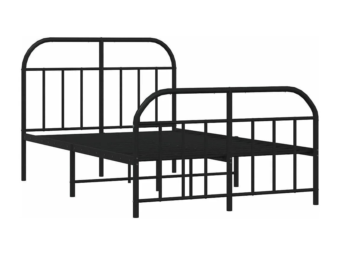 Lit métal avec tête de lit-pied de lit noir 120x200