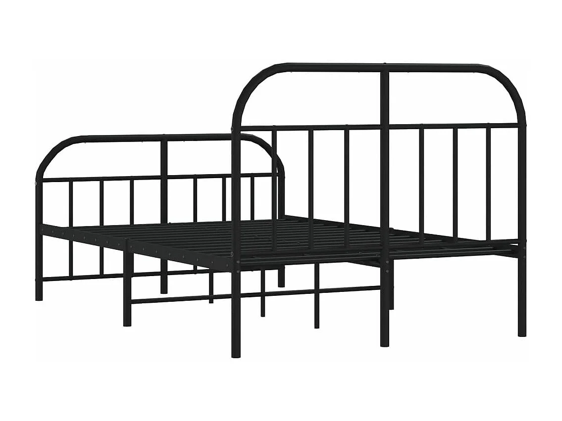 Lit métal avec tête de lit-pied de lit noir 120x200