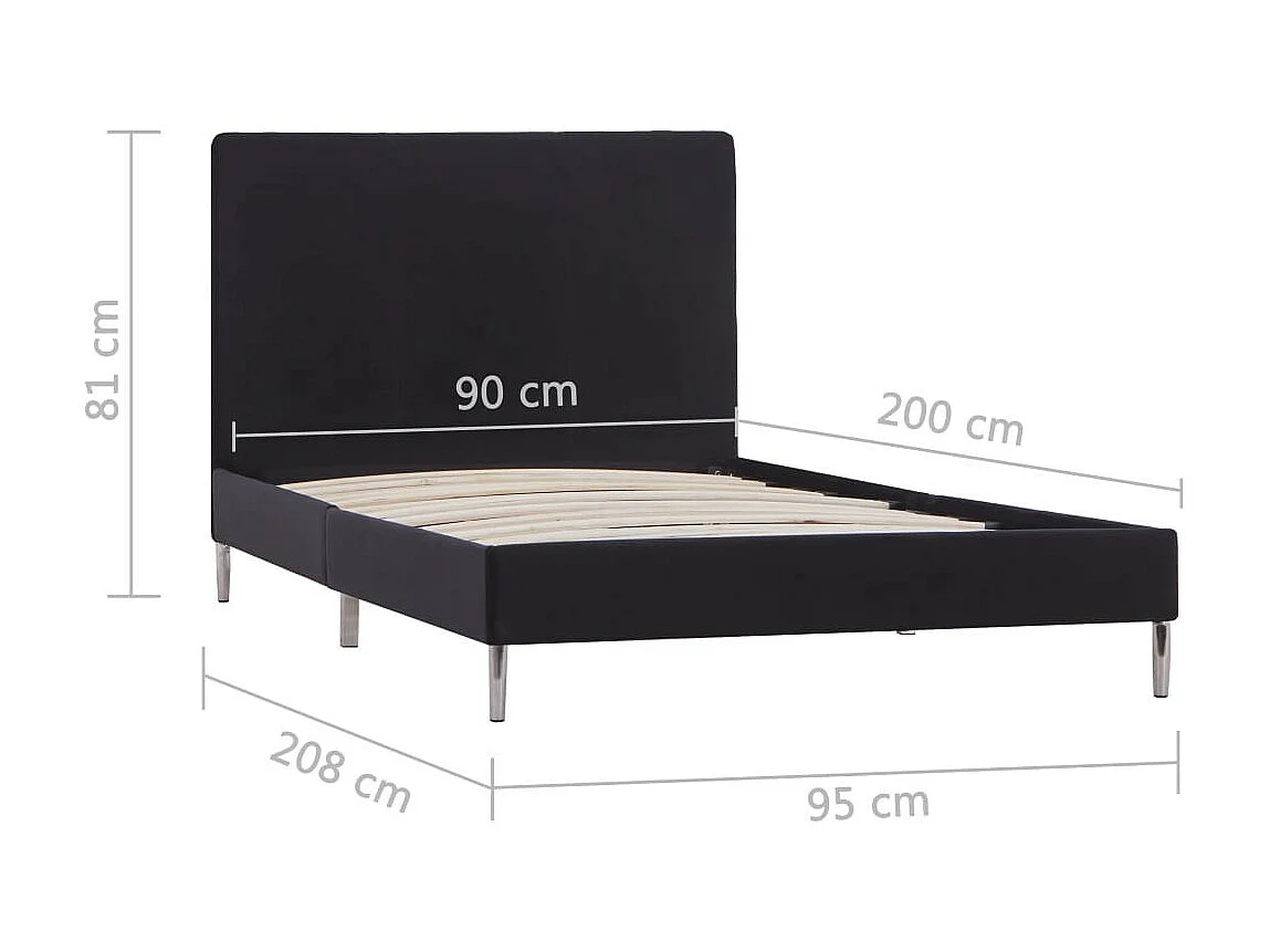 Lit Noir Tissu 90x200