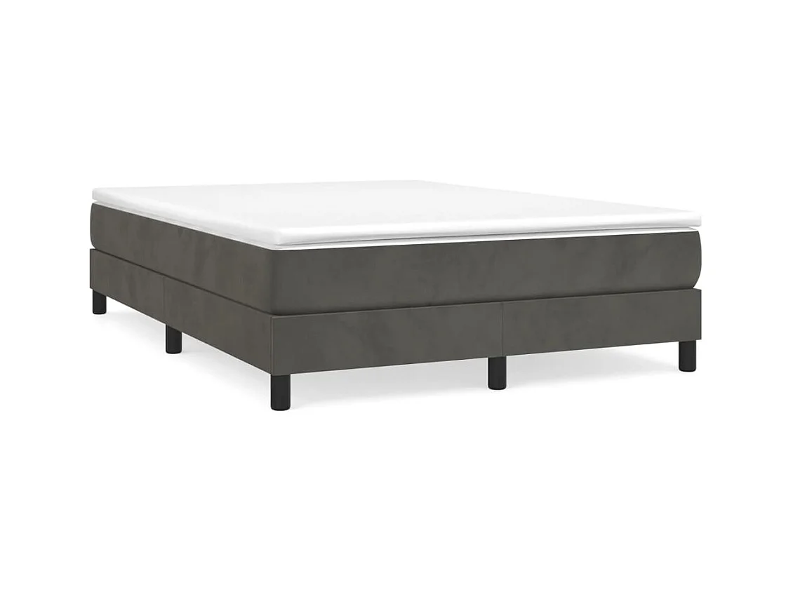 Lit à sommier tapissier et matelas Gris foncé 140x190 Velours 2