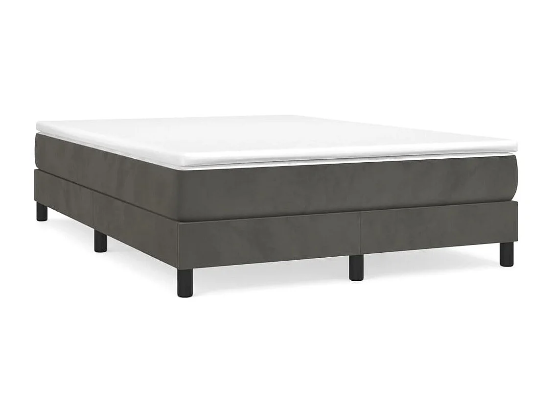 Lit à sommier tapissier et matelas Gris foncé 140x190 Velours 2