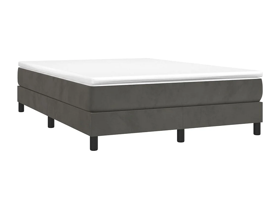 Lit à sommier tapissier et matelas Gris foncé 140x190 Velours 2