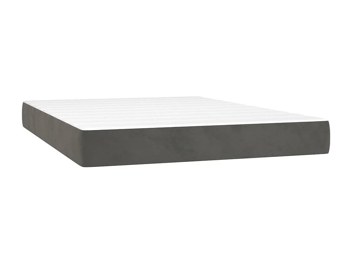 Lit à sommier tapissier et matelas Gris foncé 140x190 Velours 2