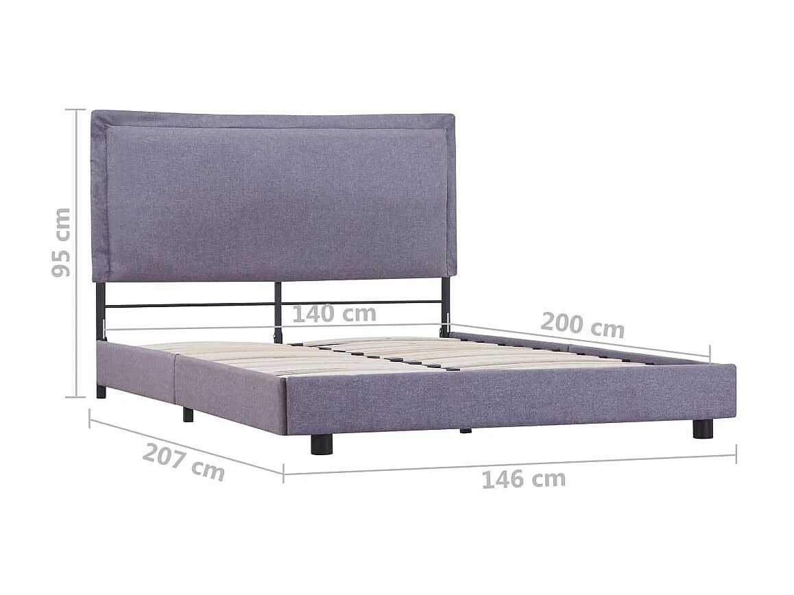 Lit Gris clair Tissu 140x200 5