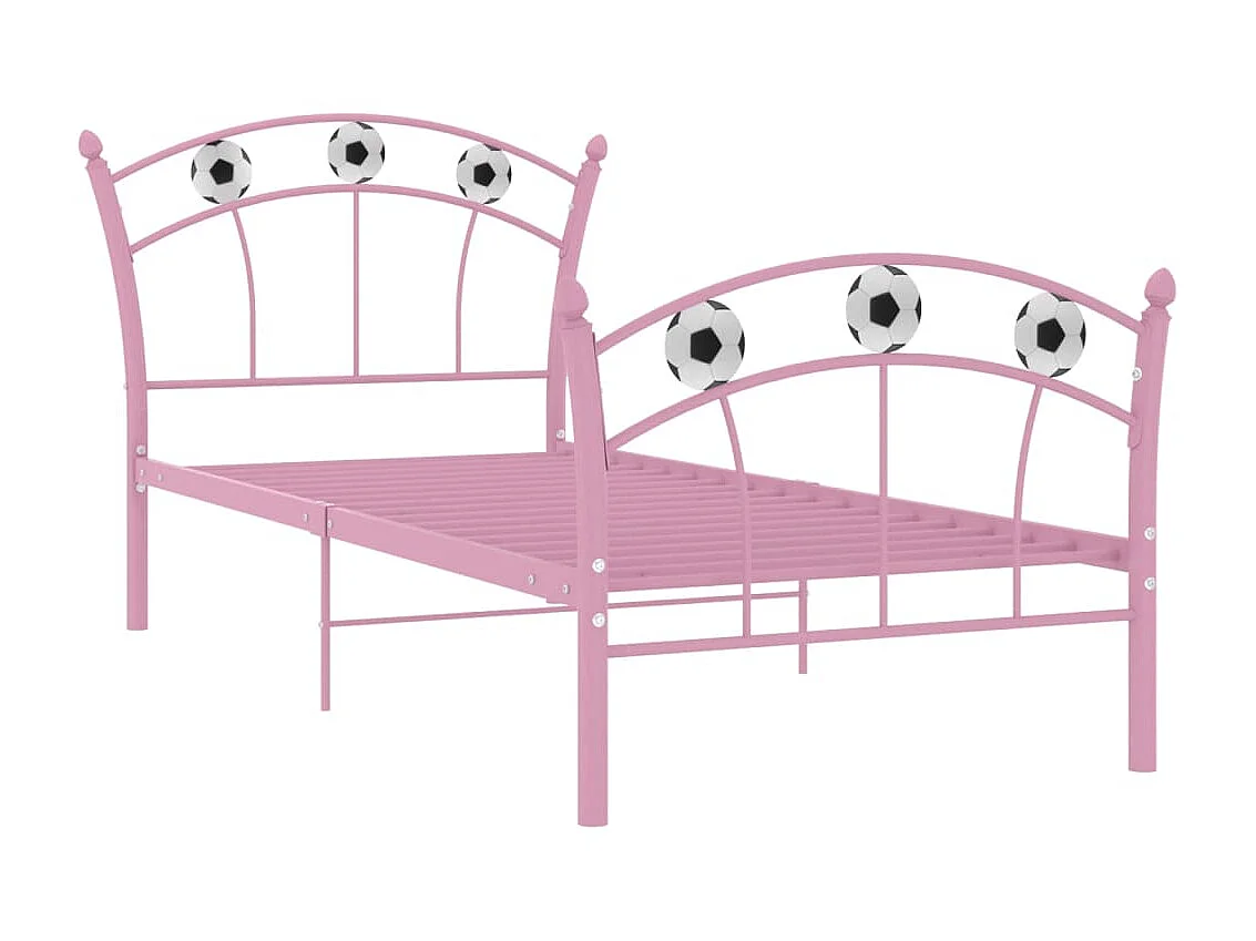 Lit avec design de football Rose Métal 90x200