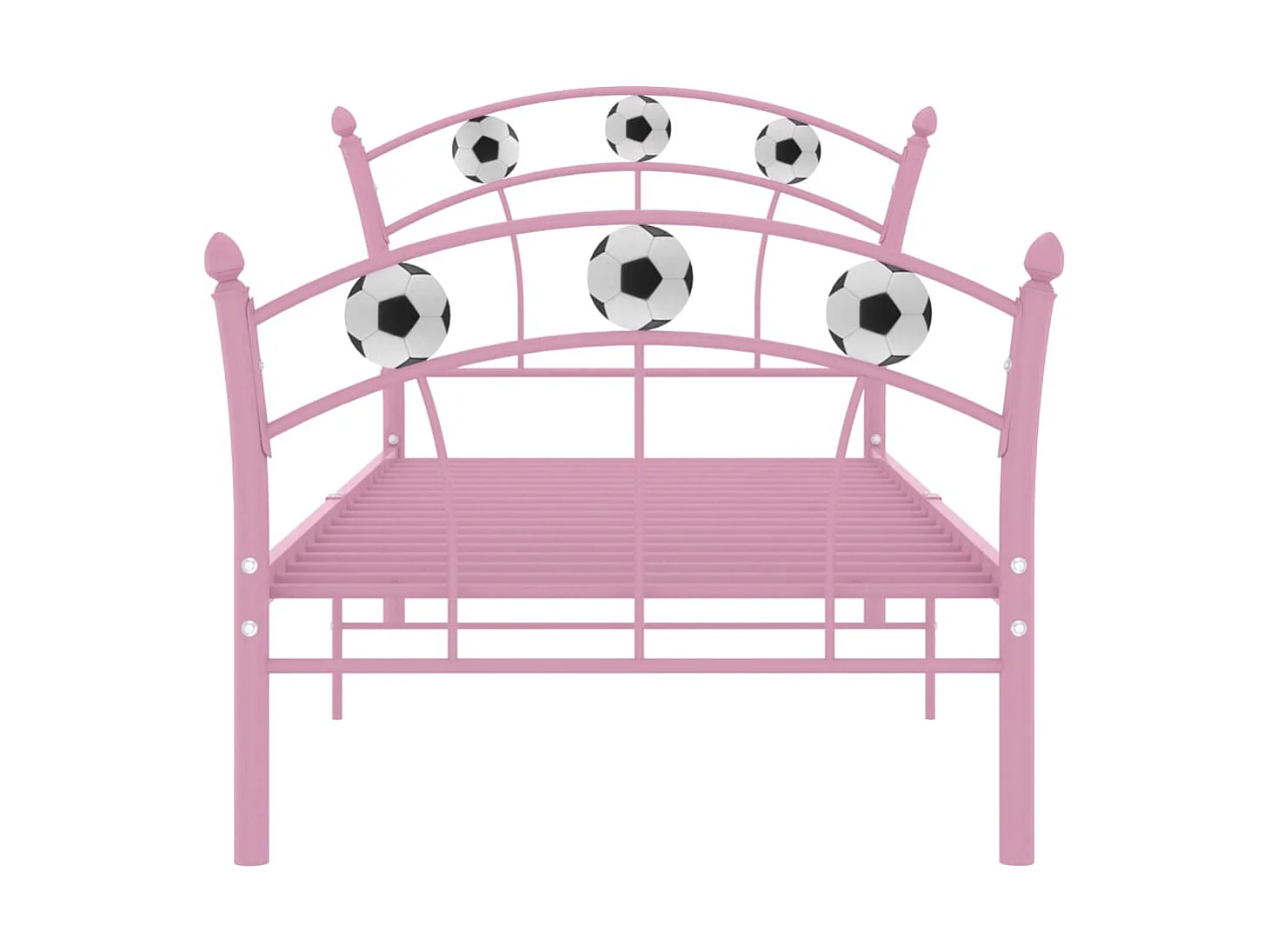 Lit avec design de football Rose Métal 90x200