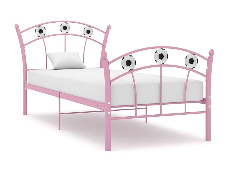 Lit avec design de football Rose Métal 90x200