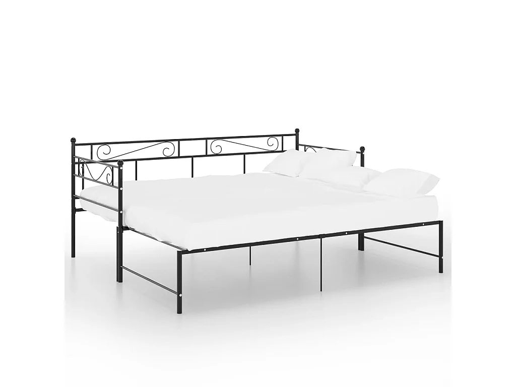 Cadre de canapé-lit extensible Noir Métal 90x200 2