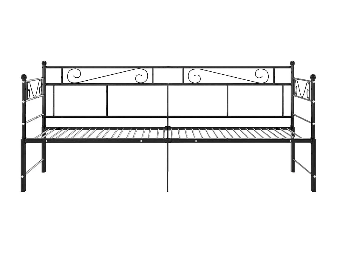 Cadre de canapé-lit extensible Noir Métal 90x200 2