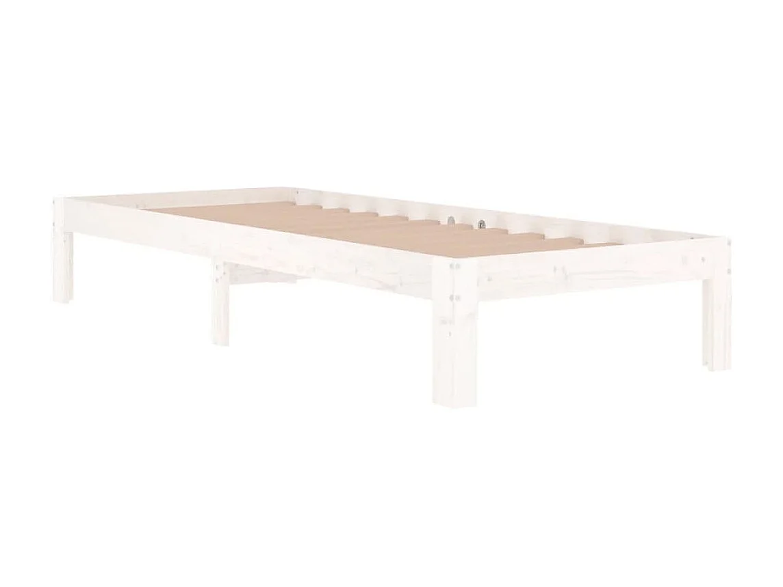 Lit Blanc Bois massif 75x190 Petit simple 3