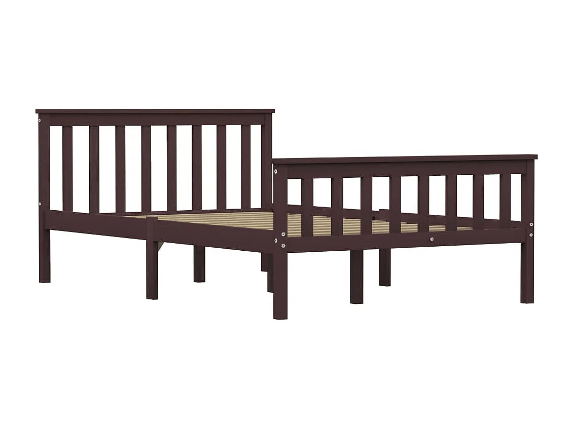 Lit Marron foncé Bois de pin massif 120x200 2