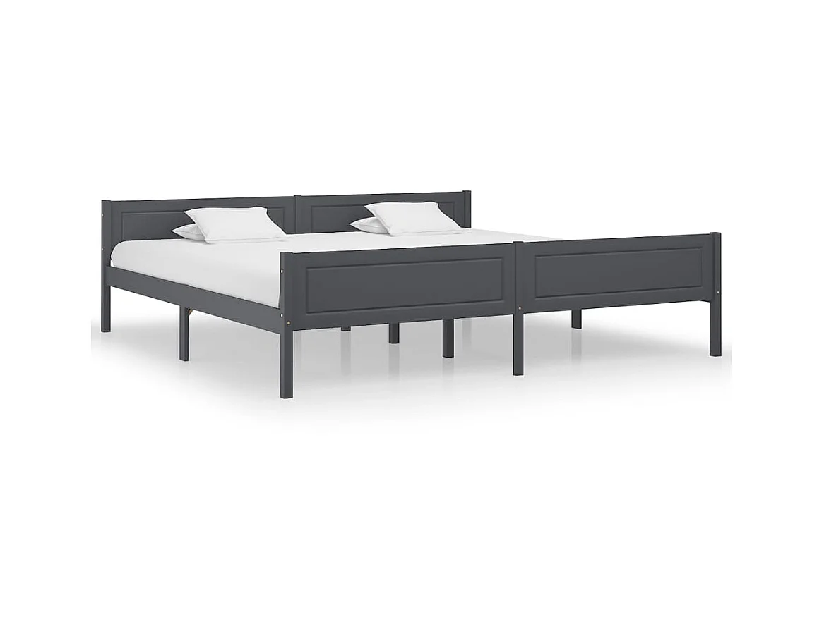 Lit Bois de pin massif Gris 200x200