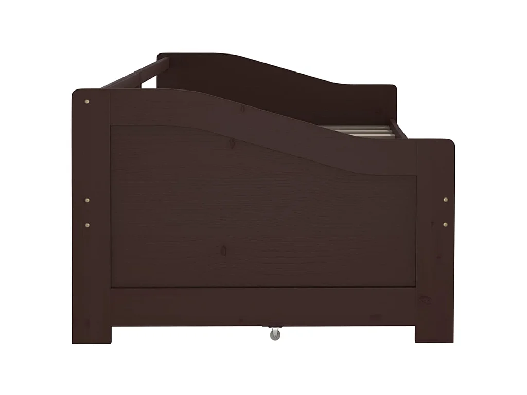 Lit de repos 3 places à tiroirs Marron foncé Pin 90x200