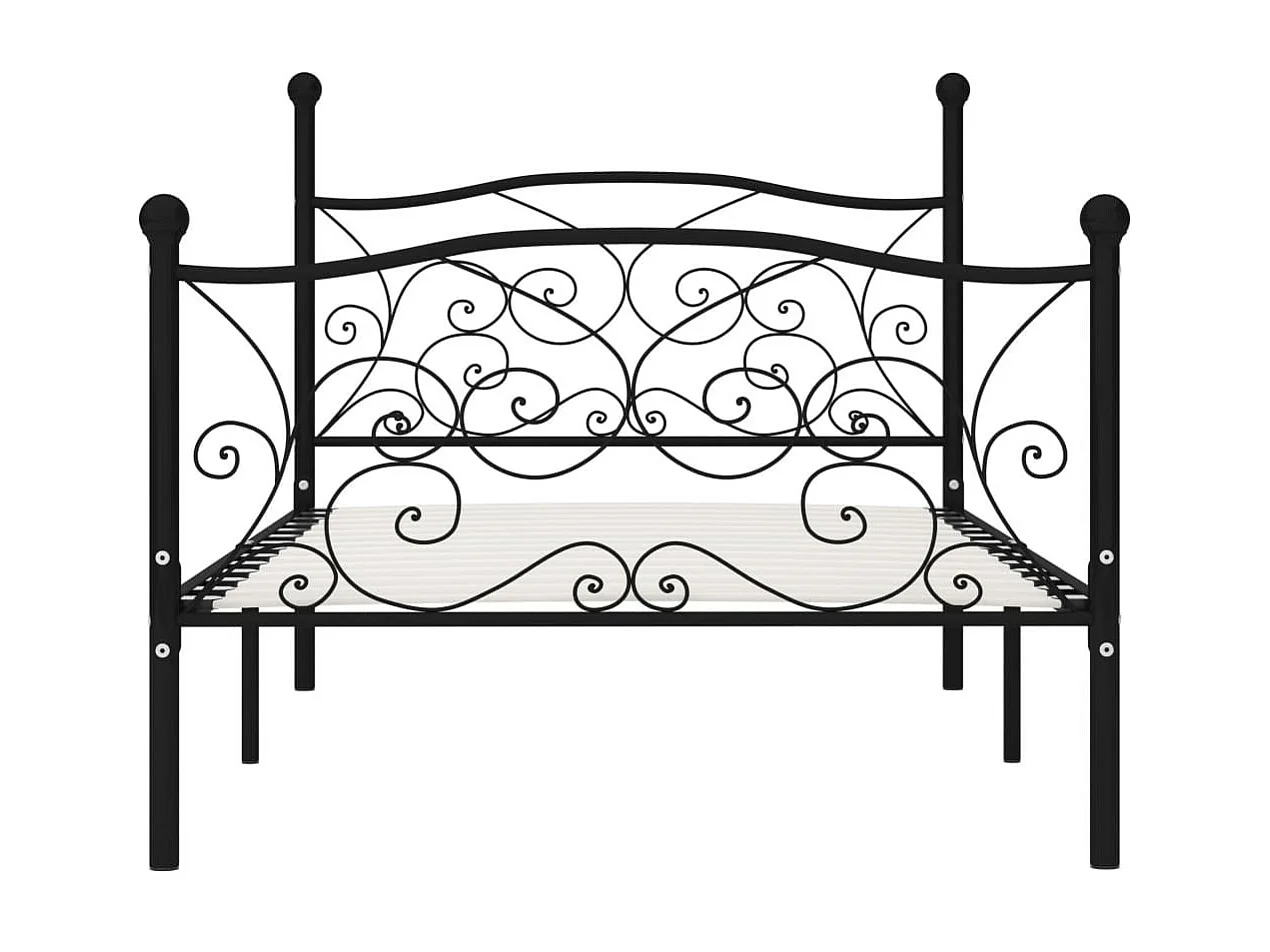 Lit et sommier à lattes Noir Métal 100x200