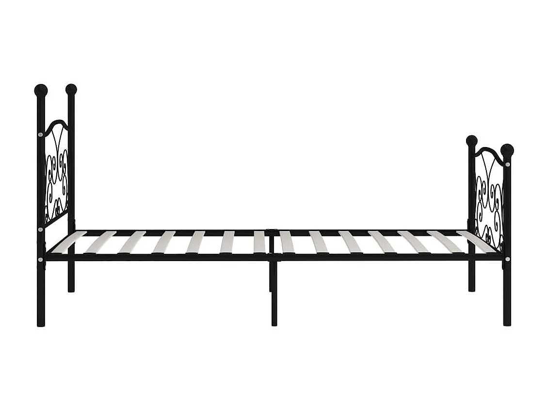 Lit et sommier à lattes Noir Métal 100x200