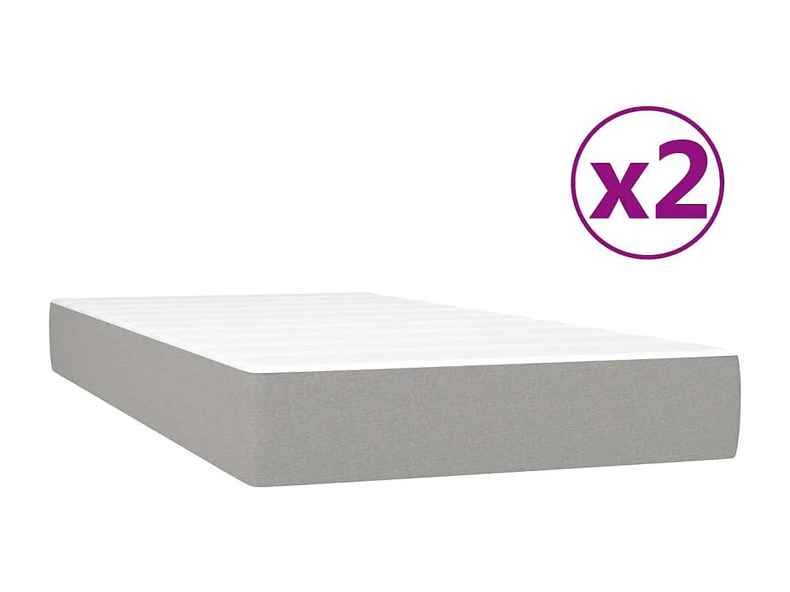Lit à sommier tapissier avec matelas Gris clair 200x200 Tissu 9