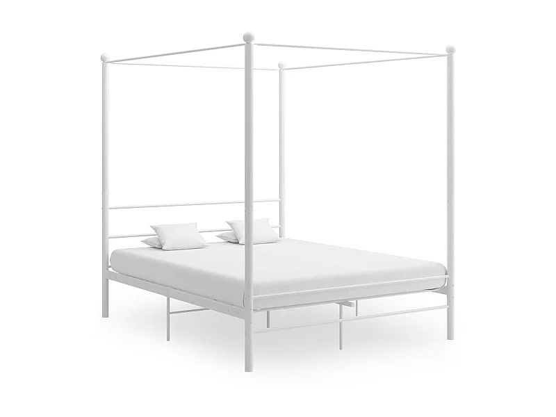 Lit à baldaquin Blanc Métal 160x200