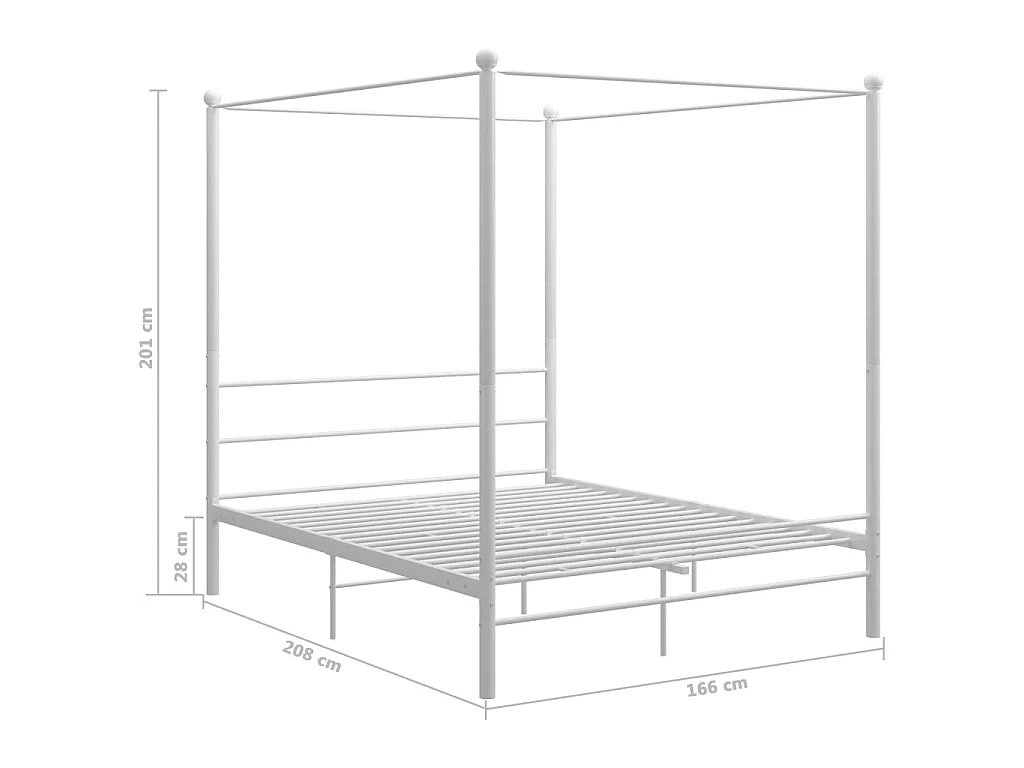 Lit à baldaquin Blanc Métal 160x200