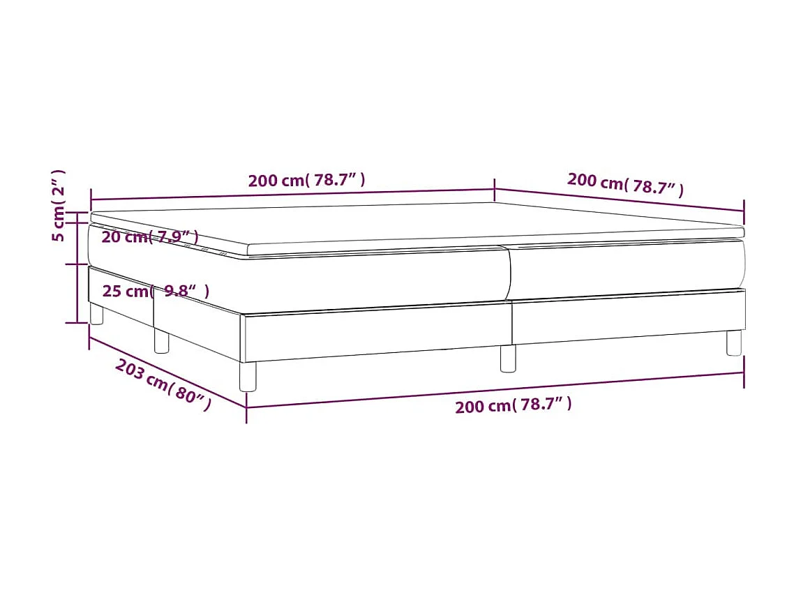 Lit à sommier tapissier avec matelas Rose 200x200 Velours