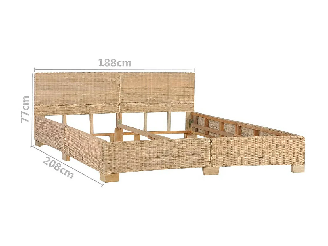 Estructura de cama tejida a mano de ratán auténtico 180x200 cm Marrón