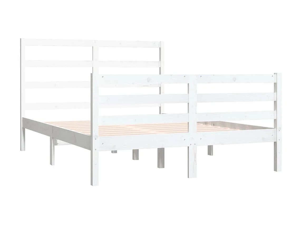 Lit Blanc Bois de pin massif 120x190 Petit Double