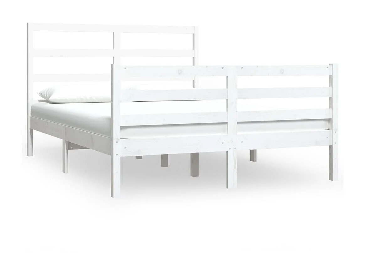 Lit Blanc Bois de pin massif 120x190 Petit Double