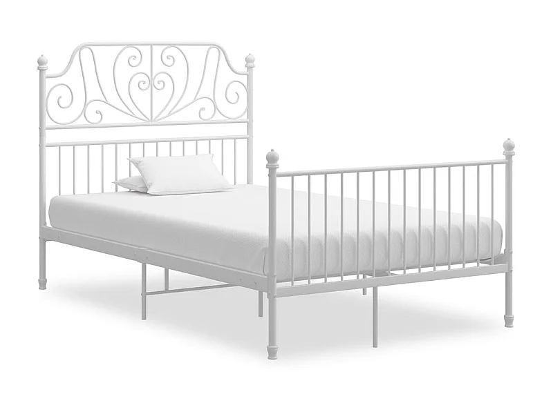 Lit Blanc Métal et contreplaqué 120x200 2