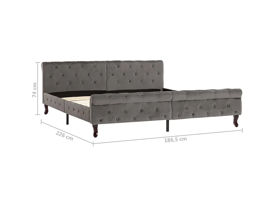 Lit Gris Velours 180x200
